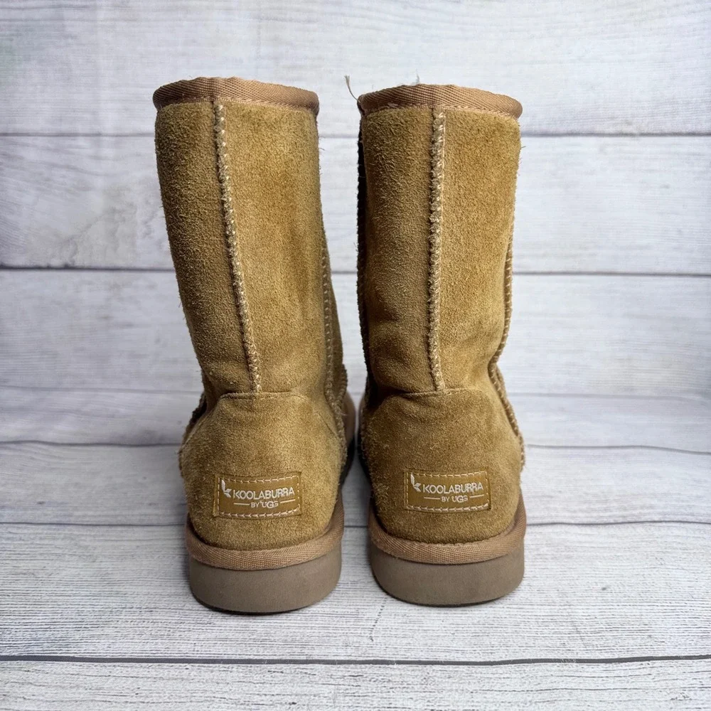 Koolaburra by UGG Victoria Short Chestnut Suede Boots Womens 8 Tan 1017090